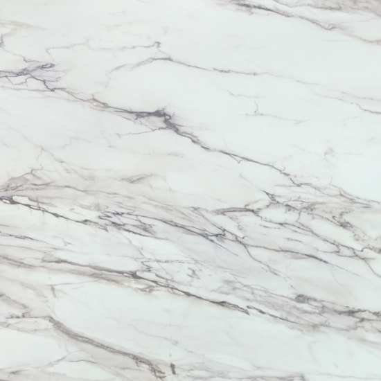 Avion LQ114 printed quartz features blush and violet-grey veining on a white base with bookmatch capability. Fabricated by MeVa Granite in Greater Vancouver.